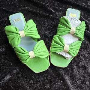 Frances Valentine Green Double Bow Sandals